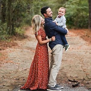 Burnt orange polka dot maxi